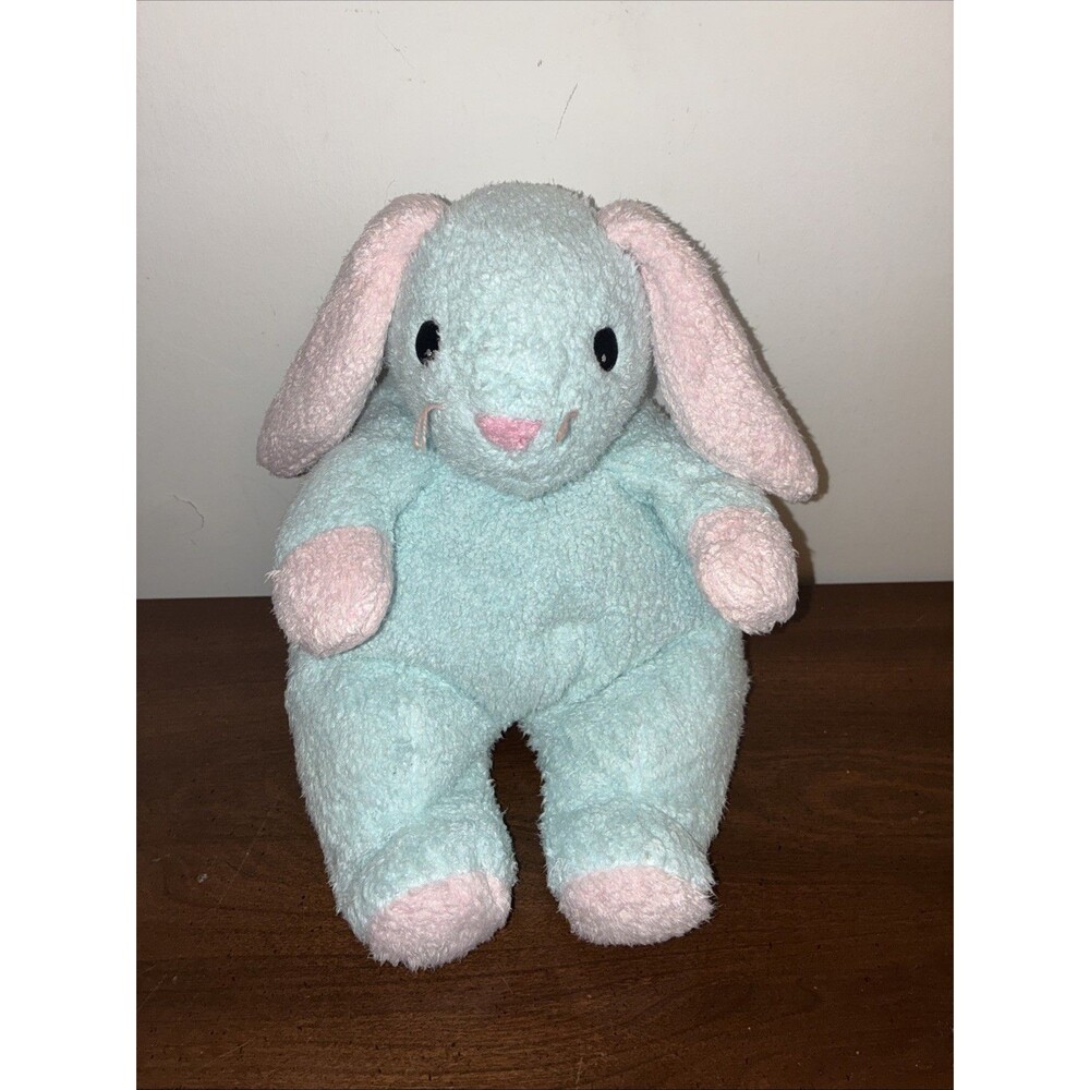 Vintage 1999 TY Baby BunnyBaby Rabbit Plush Stuffed Animal Pink Blue Rattle 12"